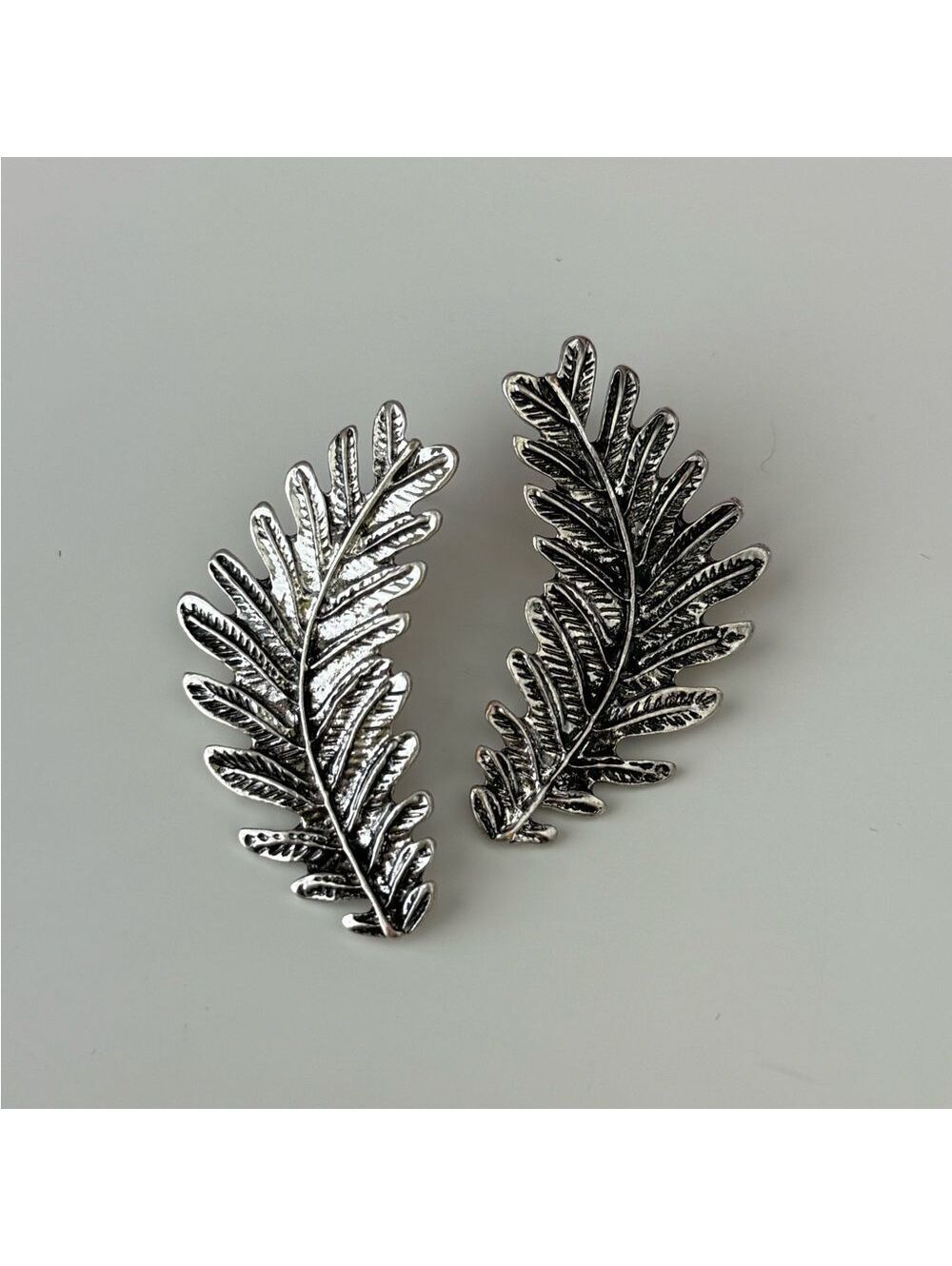 Silver Leaf Earrings - Picture 2 of 4